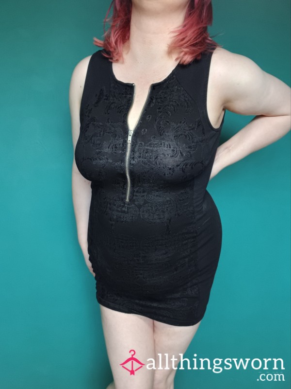 Slutty Little Black Dress- Front Zip For Exposure Fun 😜