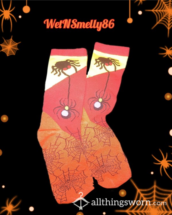 Socks Red/Orange Sp**ky Spiders