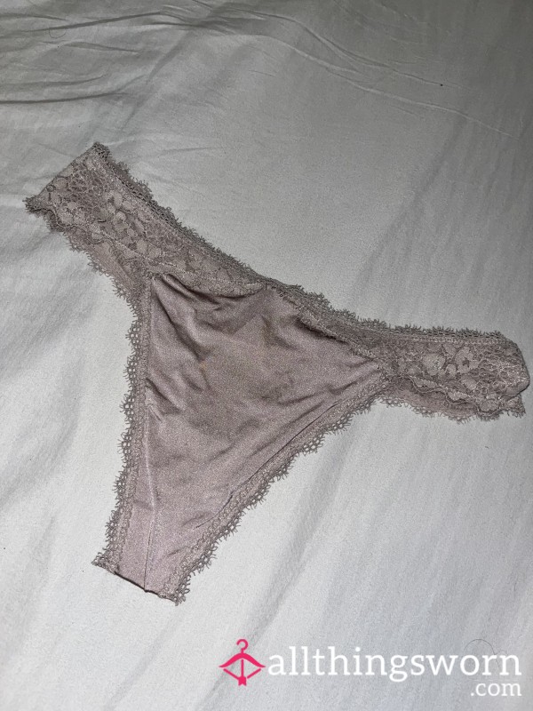 Soft Grey Lace Thong