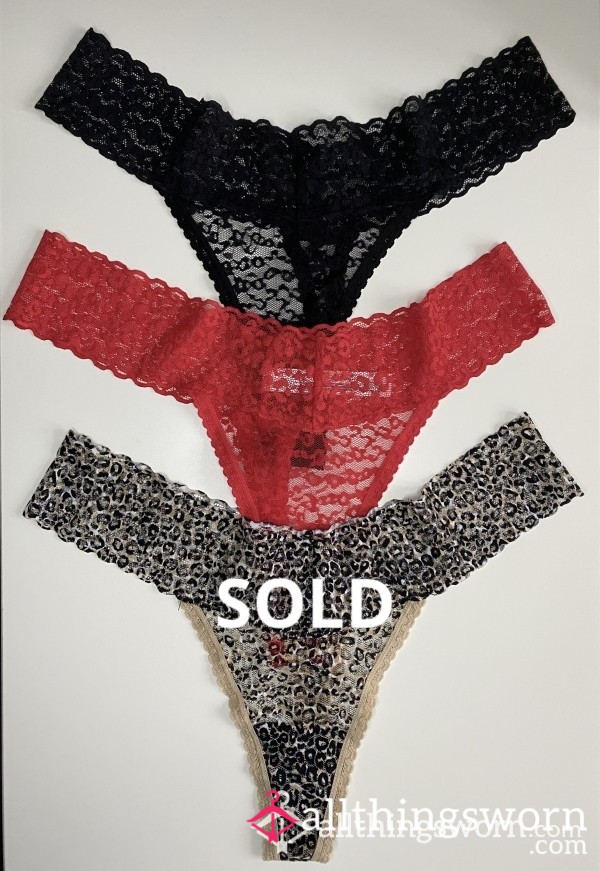 Soft Lace Thongs ❤️ Red 🖤 Black 🐆 Leopard Print *48 Hr Wear*