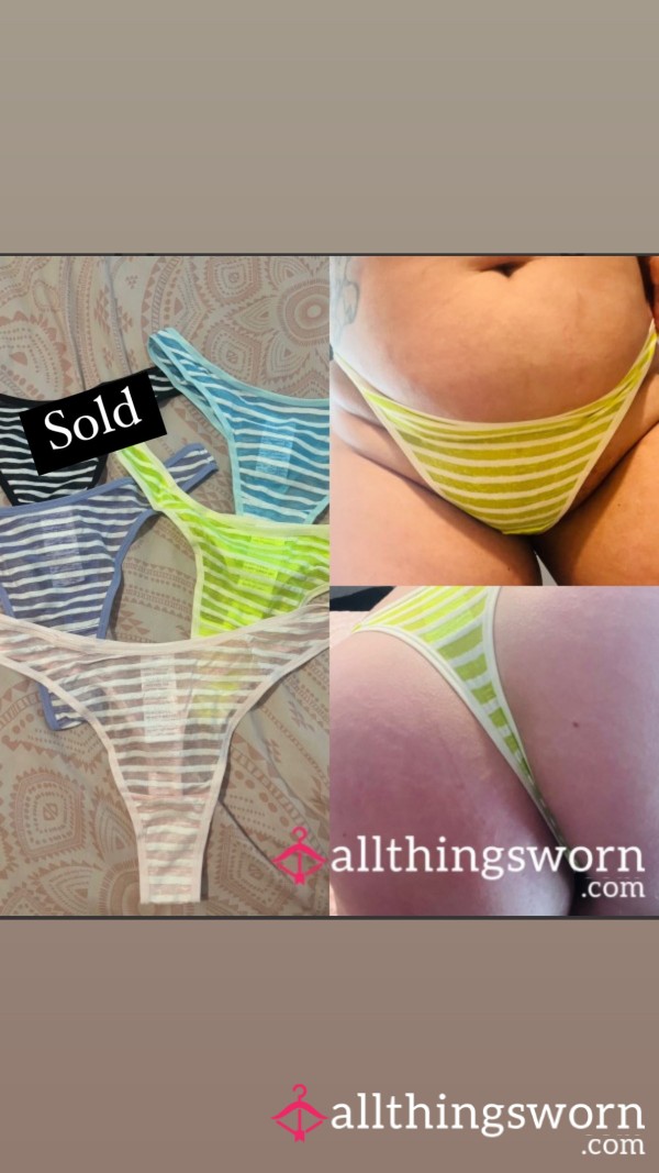 Stripped Cotton Thongs