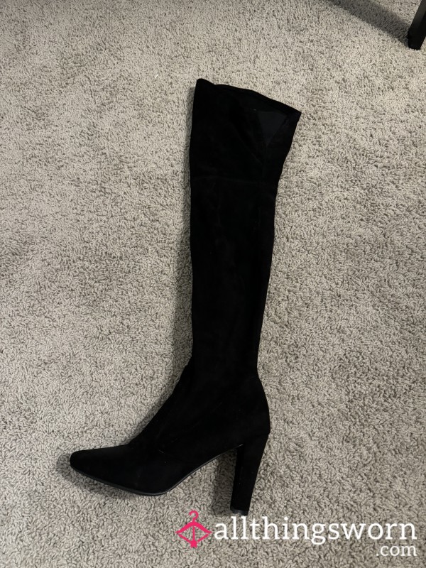 Suede Over The Knee Heeled Boots