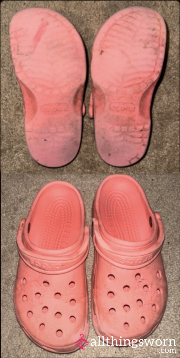 Super Worn Pink Crocs