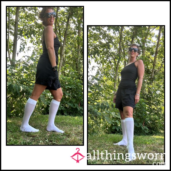 Thin White Knee High Trouser Socks | 3 Day Wear!!