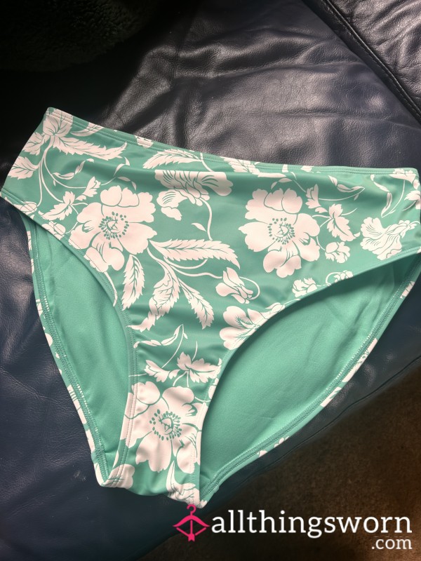 Turquoise And White Bikini Bottoms