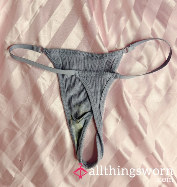 Two Day Worn Blue Thong, Stained After Working And Exercise