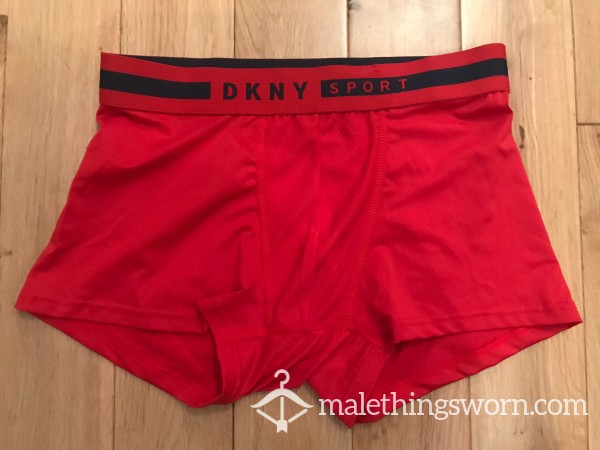 Used DKNY Tight Fitting Red Silky Boxer Shorts(S),  You Want To Sniff?