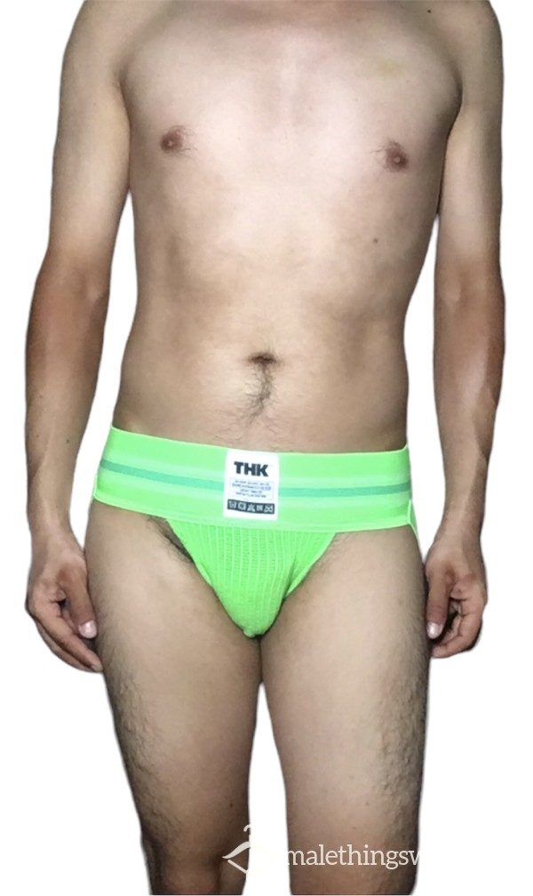 💖💖💖SOLD💖💖💖USED HEAVILY Jockstrap Bright Green THIRSTY MALE 👅💦