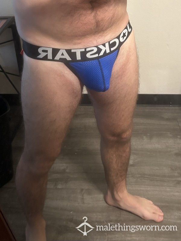 Used Jockstar Blue/Orange Mesh Jockstrap - Medium