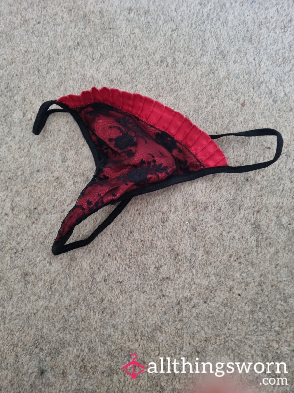 Used Red And Black G-String