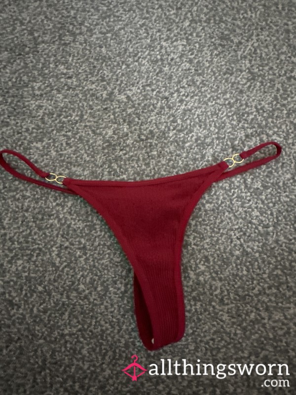 Used Red Thong With A Hint Of Discharge