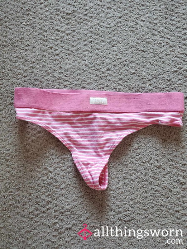 Used Striped Pink Thong 💗