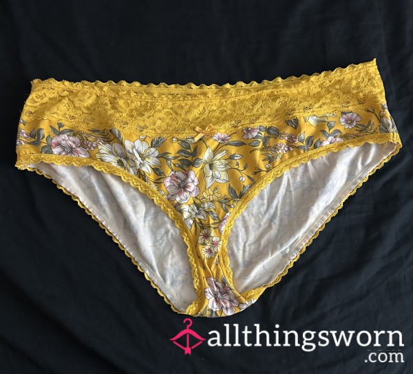Used Yellow Cotton Flower Panties