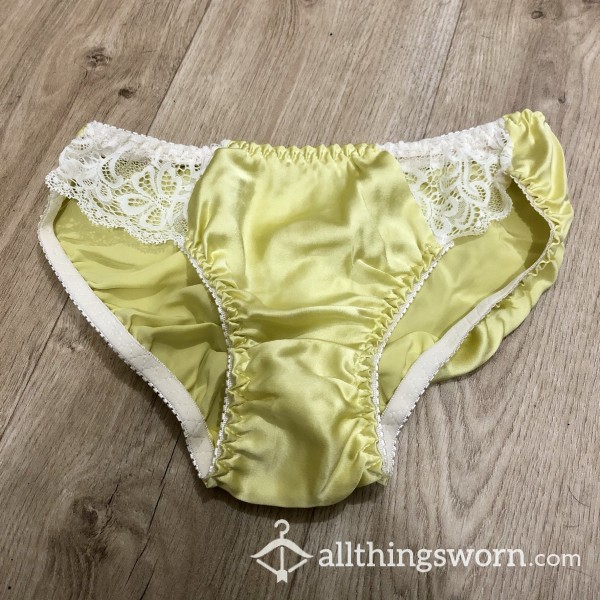 Used Yellow Silk Full Back Panties - M