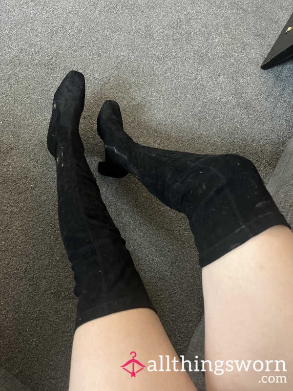 Very Dirty And Well Worn Knee High Boots