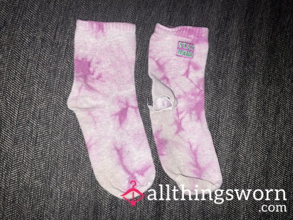 Very Well-worn Tye Dye Socks. Size 11 Big Feet!