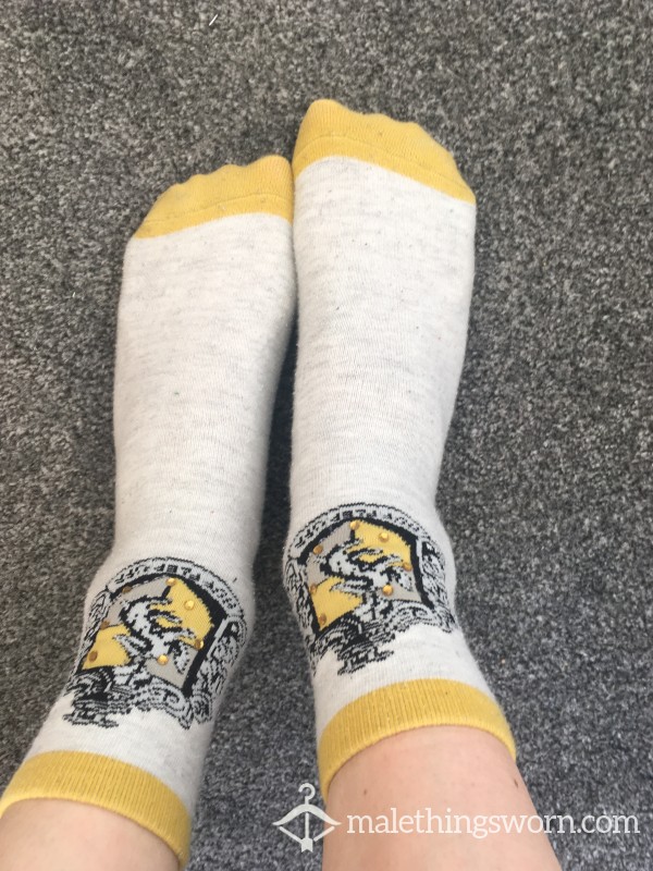 Virgin's Grey & Yellow School Socks, Hogwarts, Hufflepuff