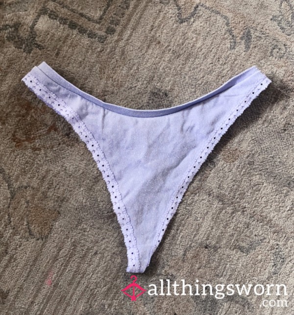 VS Lavender Lace-Ribbed Thong