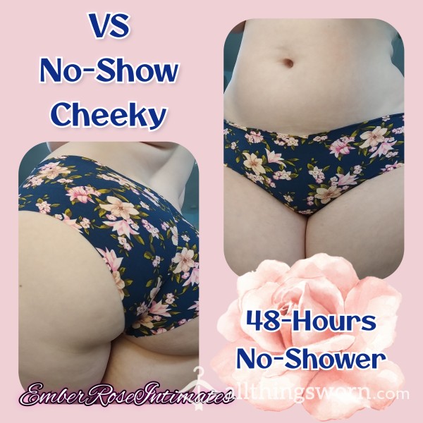 VS No-Show Navy Blue Flor*l Cheeky