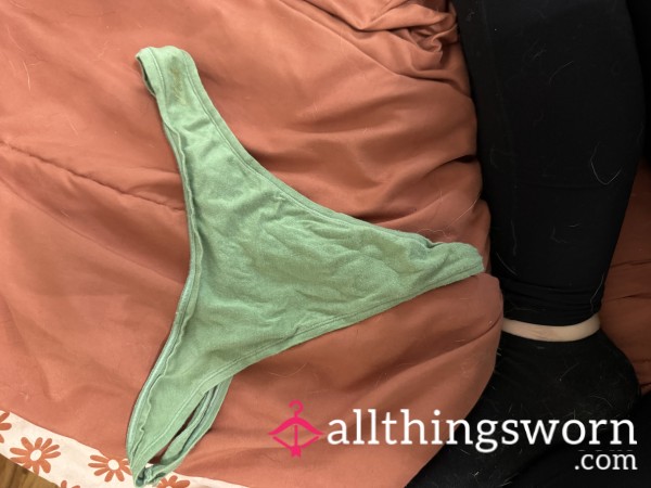 VS PINK Green Cotton Thong