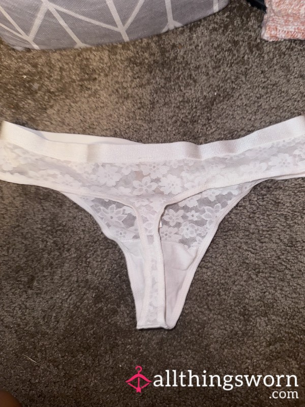 VS White Lace Thong LG