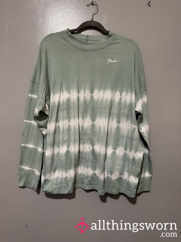 VS/Pink Long Sleeve Tie-Dye White+Pale Teal L