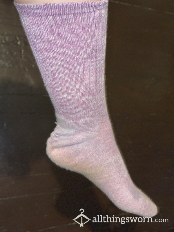 WEEK LONG WEAR! Purple SOCKS With HOLE In Heel From Extensive Wear