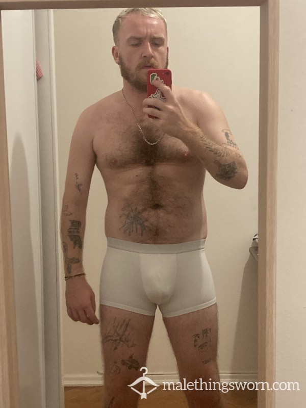 Well-used White Intimmissi Boxer Trunks - You Can Have Them However You Want: Covered In Cum, Piss, Spit, Sweat, Stink... Whatever ;)
