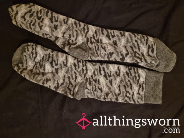 Well Worn Grey Camouflage Socks