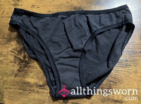 Well Worn Naturally Bleached Black Full Back Panties - Includes US Shipping & 24 Hr Wear -