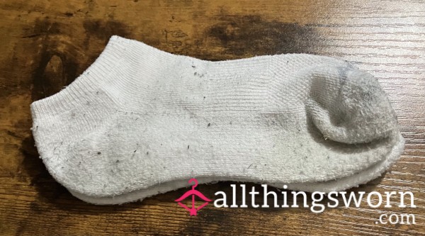 Well Worn Old White Ankle Socks - Includes US Shipping & 24 Hr Wear