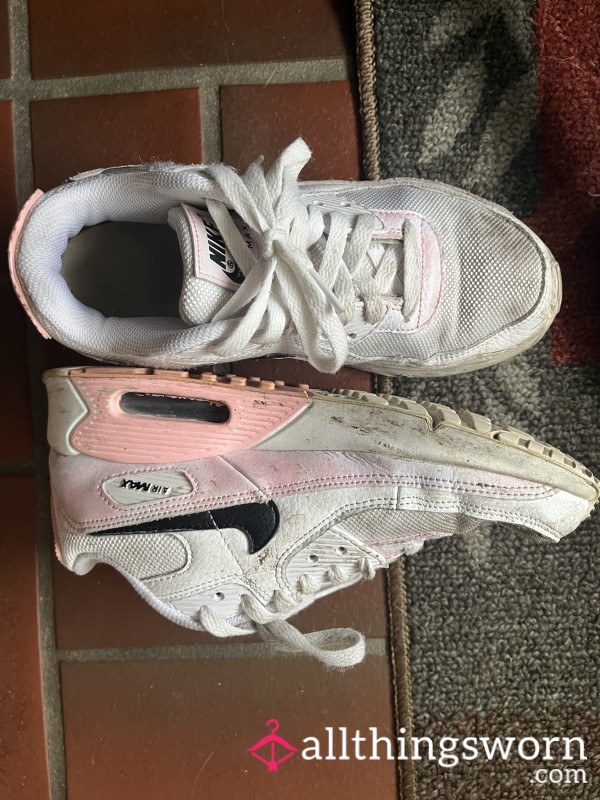 Well Worn Pink And White Nike Air Max’s