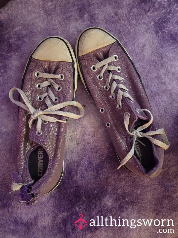 Well-worn Purple Glitter Converse