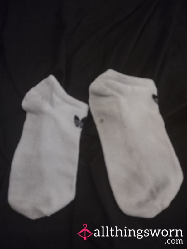 Well Worn White Adidas Socks