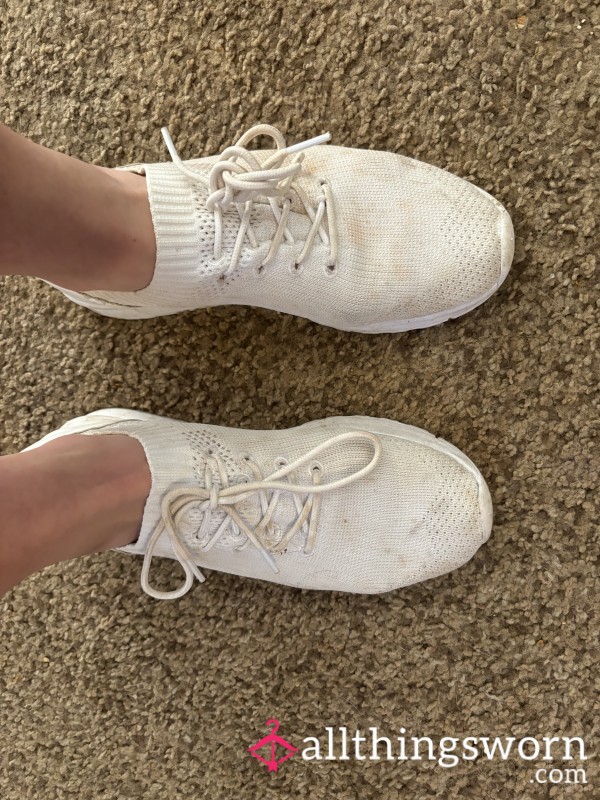 Well Worn White Sneakers And Super Smelly