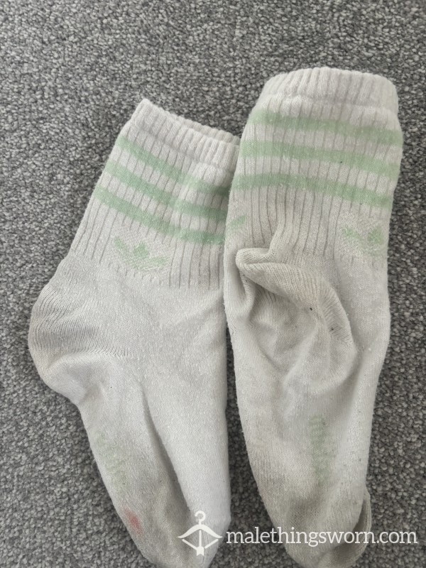 White And Lime Adidas Gym Socks