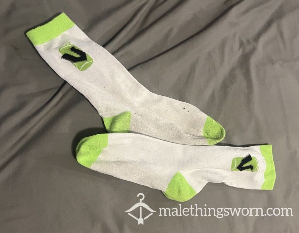 White & Green V Crew Socks