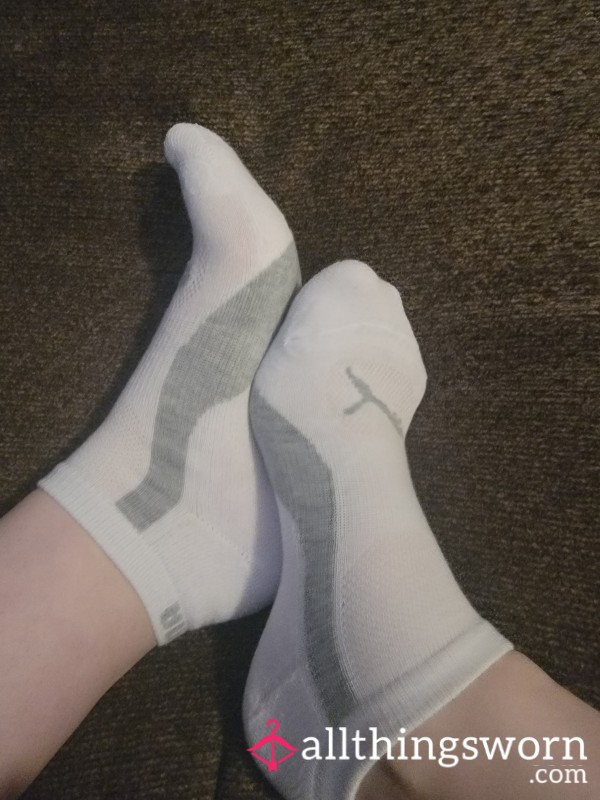 White & Grey Low-Cut Socks