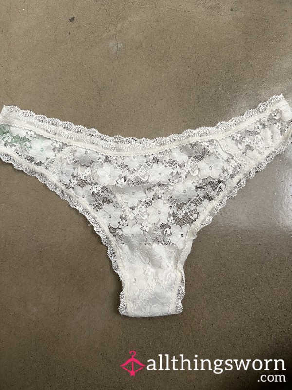 White Lace Thong