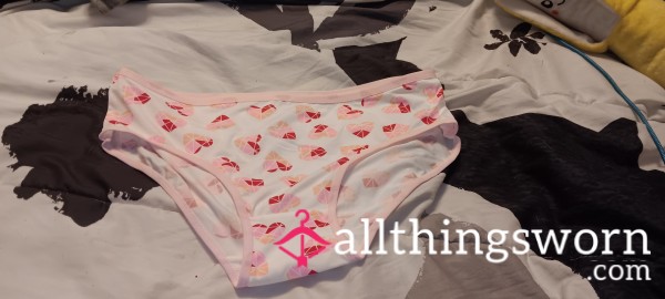 White, Pink & Red Heart Pattern Cotton Full Back Panties Size- XL
