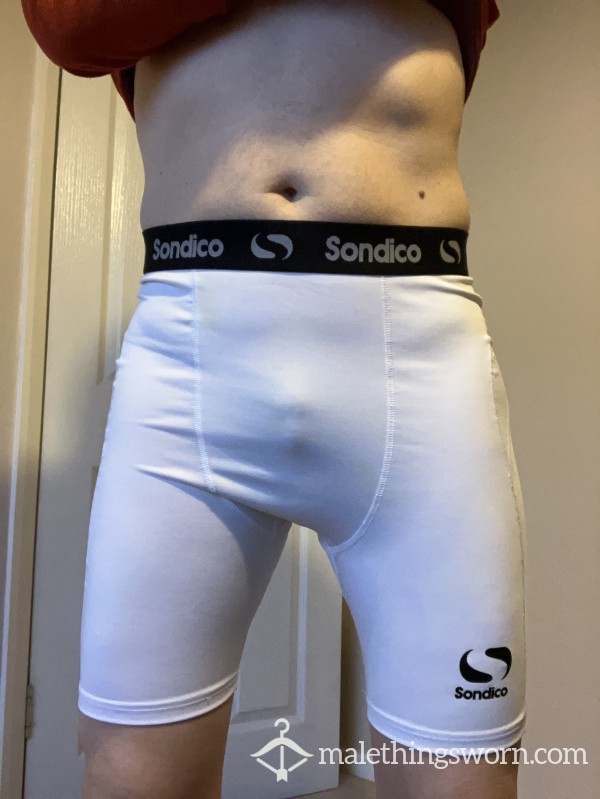 White Sondico Compression Football Shorts