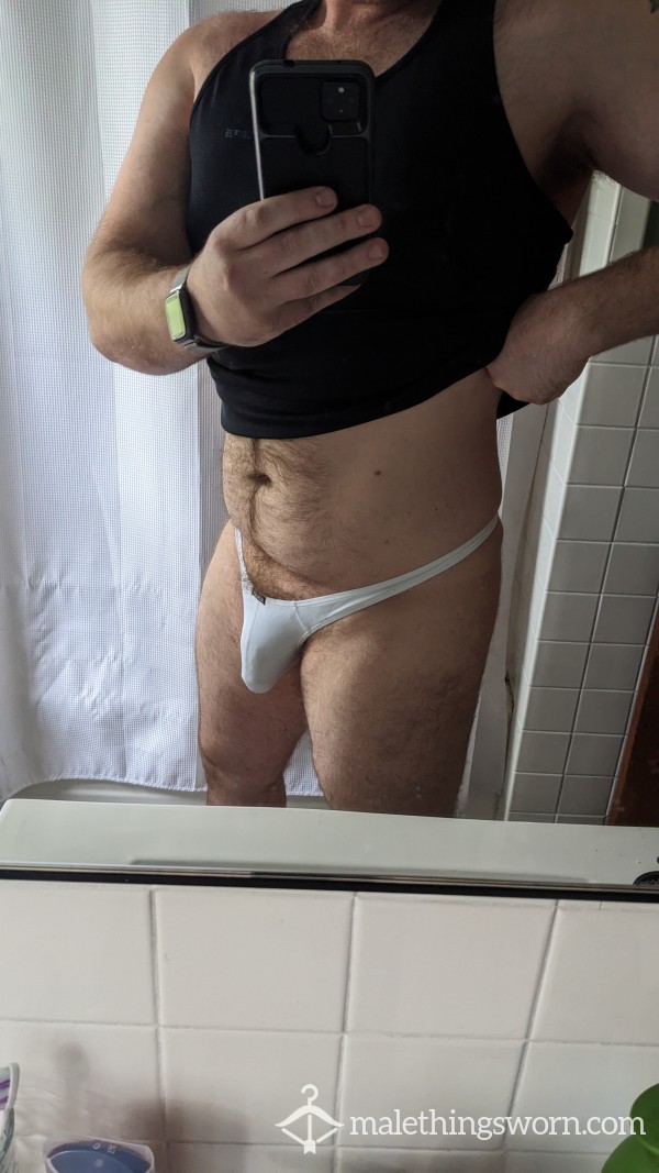 White Thong XXL Worked Out In!