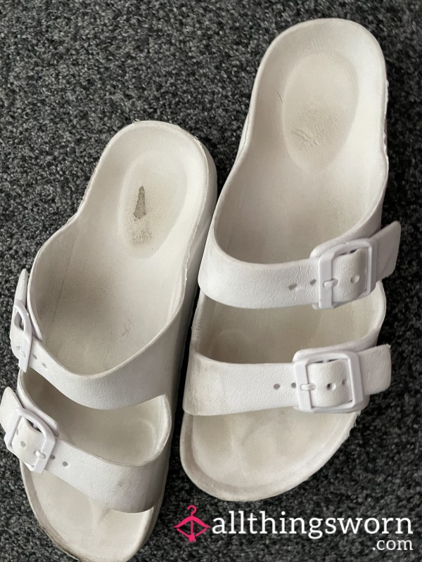 White Worn Used Sandals