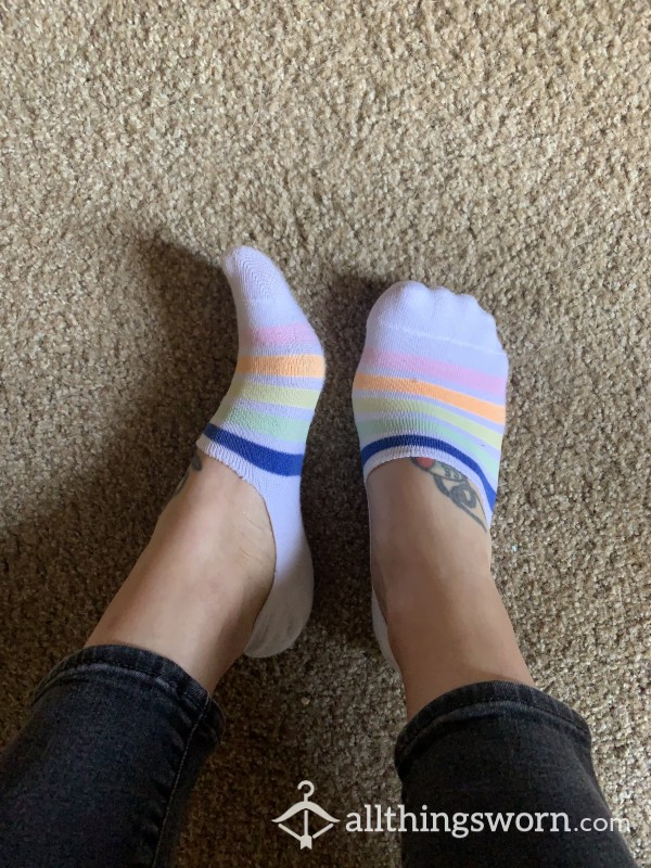 ⚡️CLOSEOUT SALE⚡️White/Striped No Show Keds Socks Worn As Long As You Desire