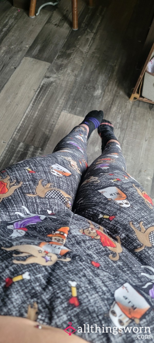 Worn 2 Days Halloween Doggy Yoga/ Stretchy Pants (no Pockets)