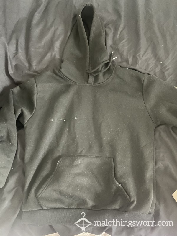 Worn Plain Black Hoodie- Perfect For C*mshots