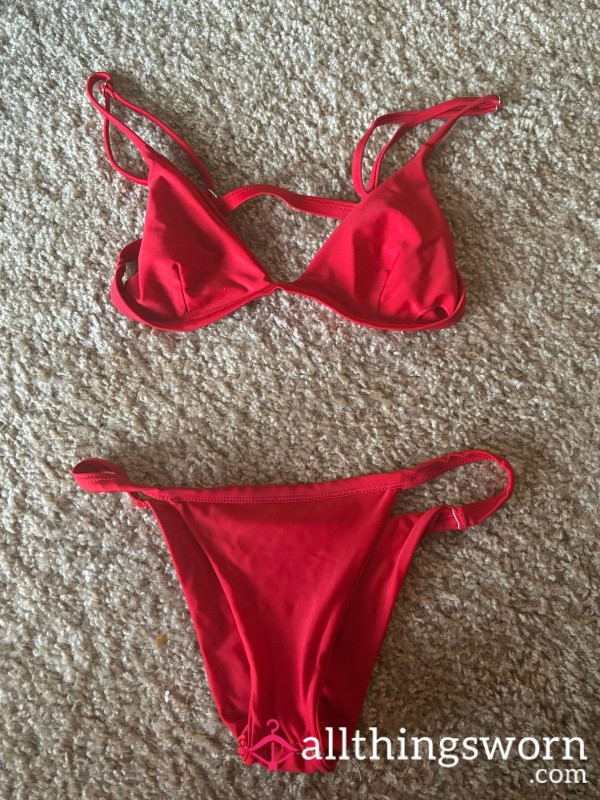 Worn Red Bikini + P**l Video