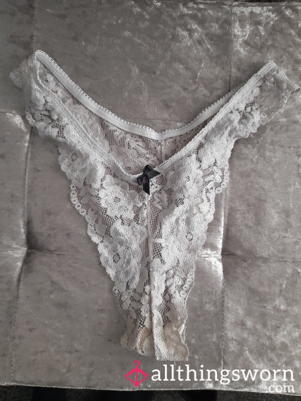 Worn Twite Laced Thong