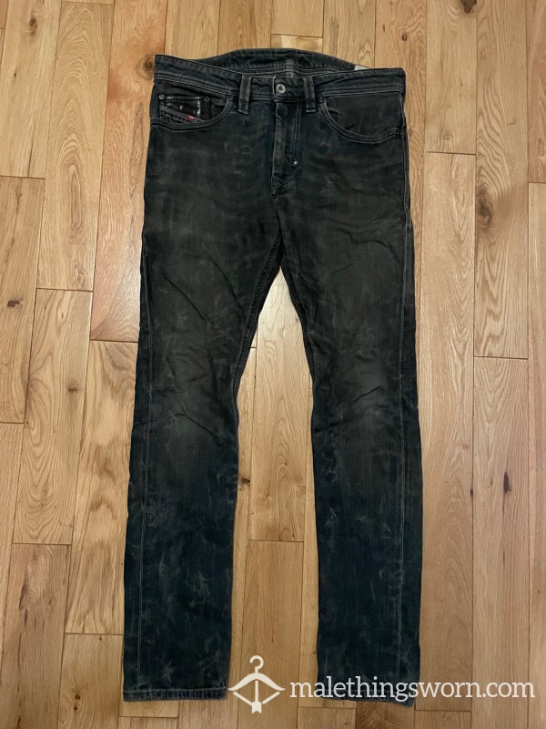 Worn & Used Diesel Dark Blue Skinny Jeans With Crotch Hole - Ready To Be Torn Apart