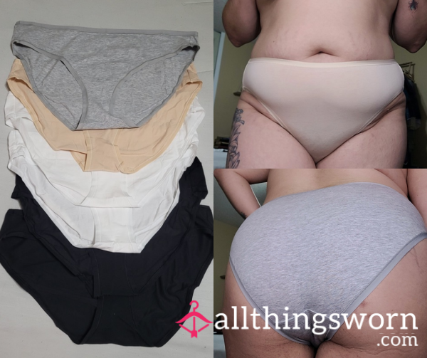 (XL) Cotton Bikini In Black, White, Gray & Beige